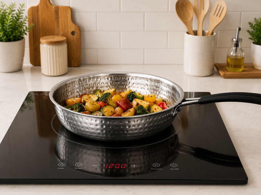 DesiDine Triply Hammered Steel Insulated Cool Grip Frypan