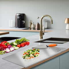 Desidine 304 Stainless Steel Chopping Board | Countertop | Cutting Board with Round Edge