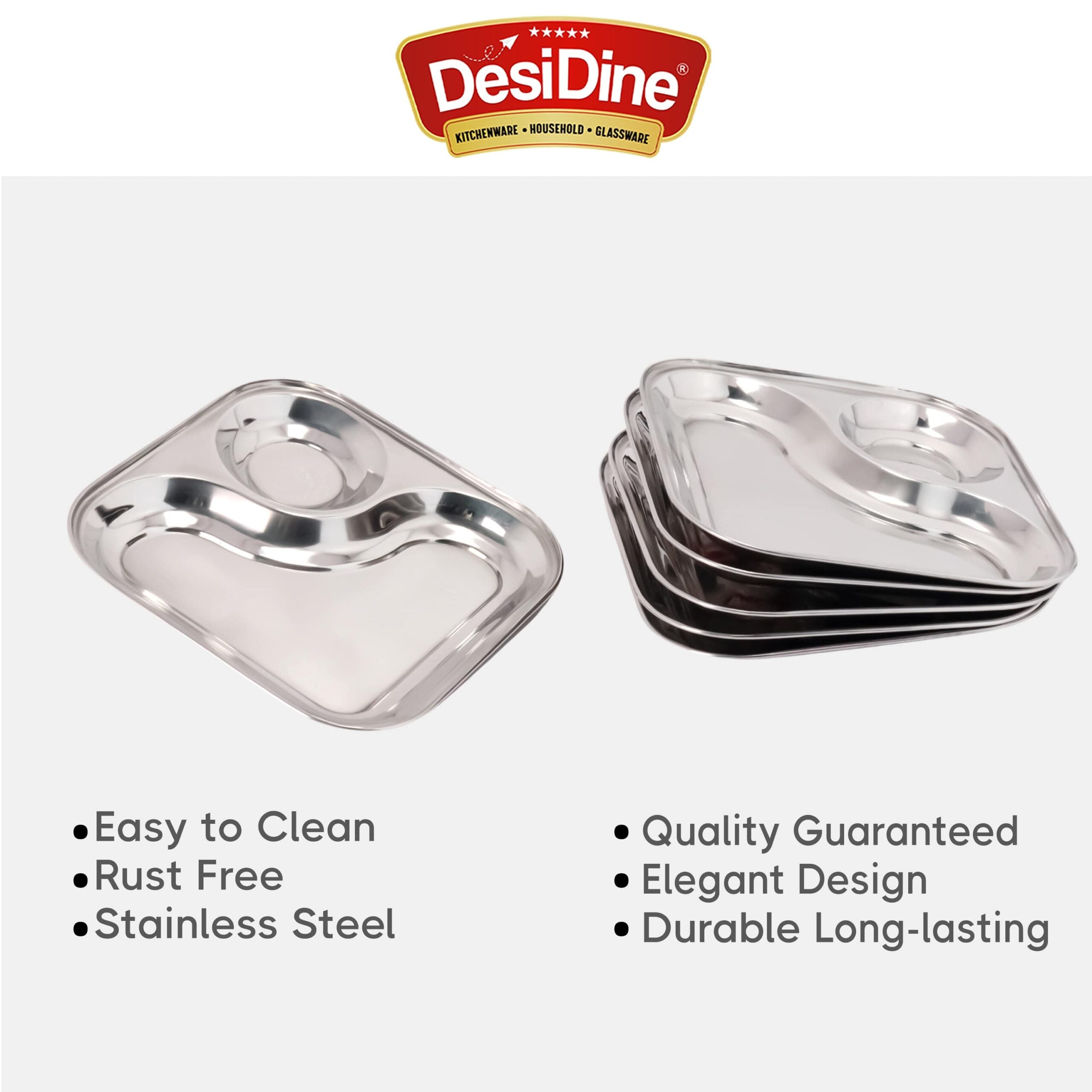 DESIDINE Stainless Steel 2 in 1 Snack Plates