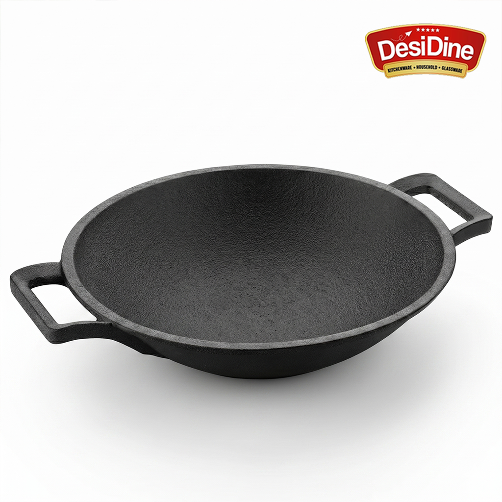 DesiDine Cast Iron Pre-seasoned Appa chetty/Appam Pan, 22 cm