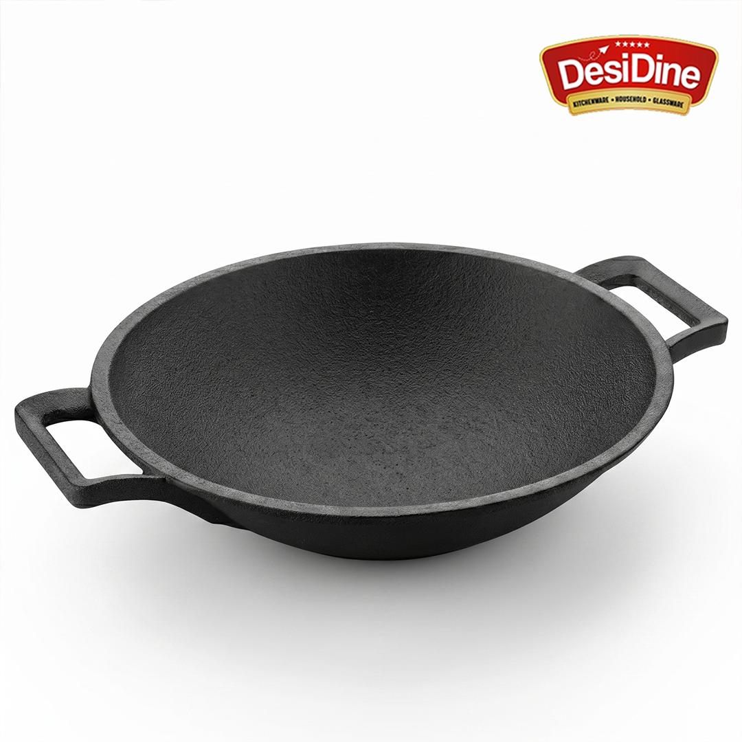 DesiDine Cast Iron Pre-seasoned Appa chetty/Appam Pan, 22 cm