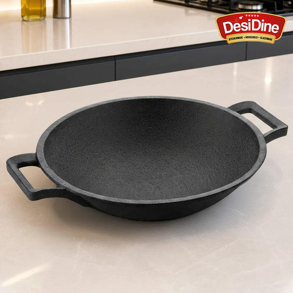 DesiDine Cast Iron Pre-seasoned Appa chetty/Appam Pan, 22 cm