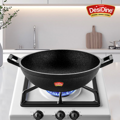 DesiDine Cast Iron Pre-Seasoned Kadhai Wok