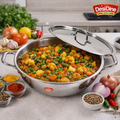 DesiDine Triply Stainless Steel Kadhai With Lid