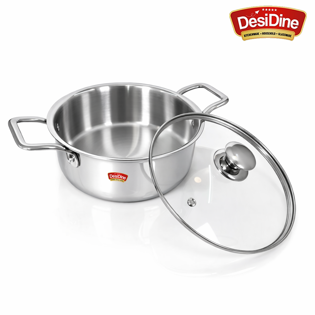 DesiDine Triply Stainless Steel Mini Sauce Pot/Mini Biryani Pot