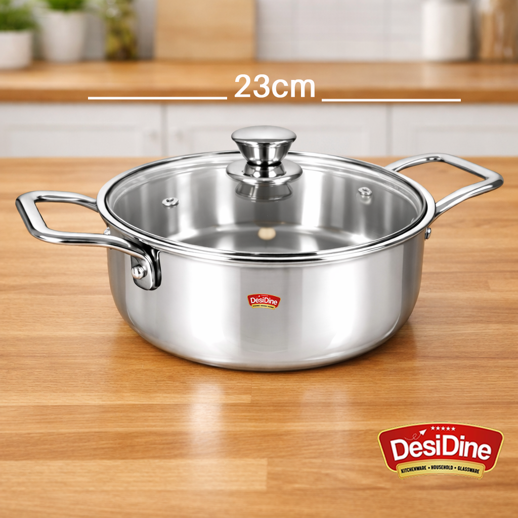 DesiDine Triply Stainless Steel Mini Sauce Pot/Mini Biryani Pot