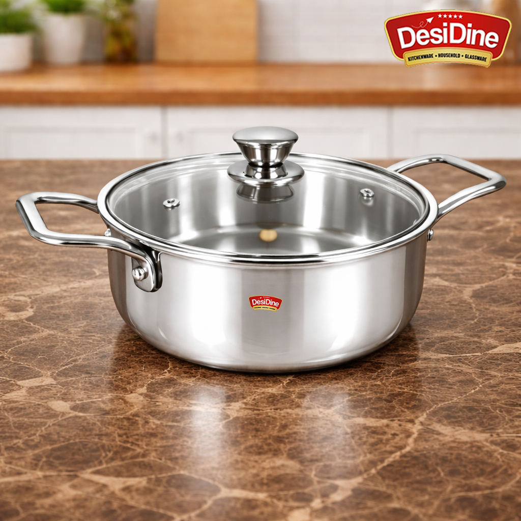 DesiDine Triply Stainless Steel Mini Sauce Pot/Mini Biryani Pot