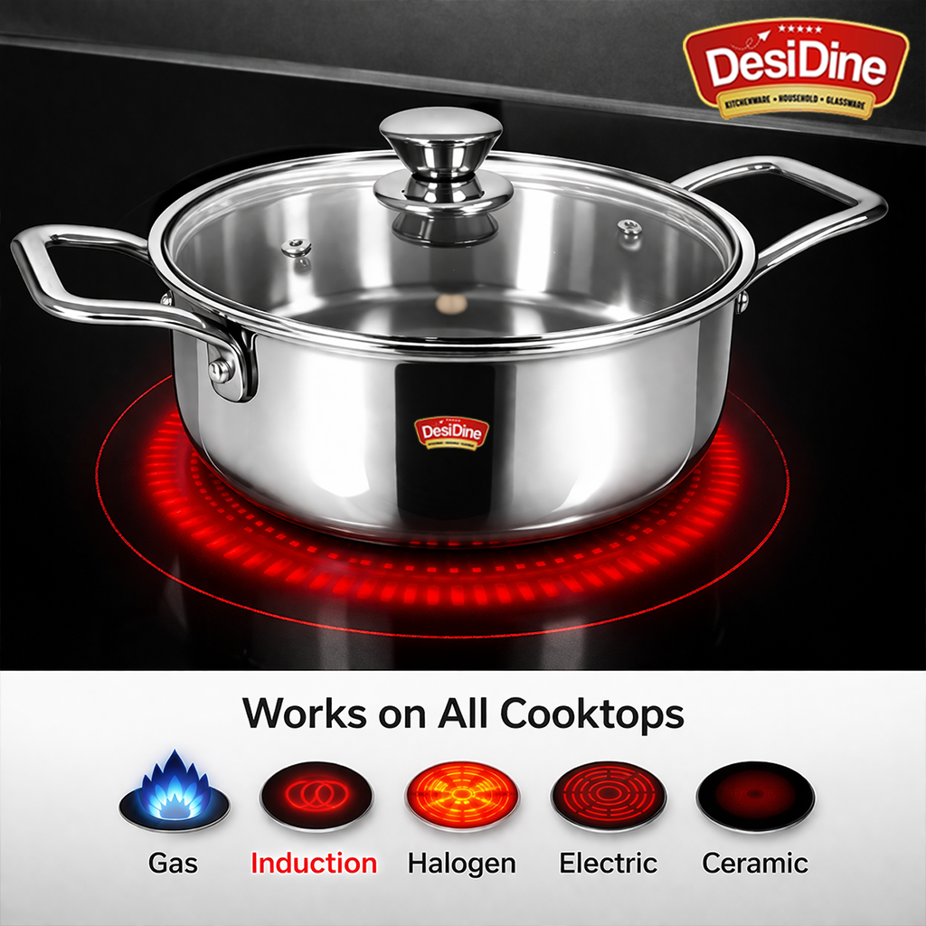 DesiDine Triply Stainless Steel Mini Sauce Pot/Mini Biryani Pot