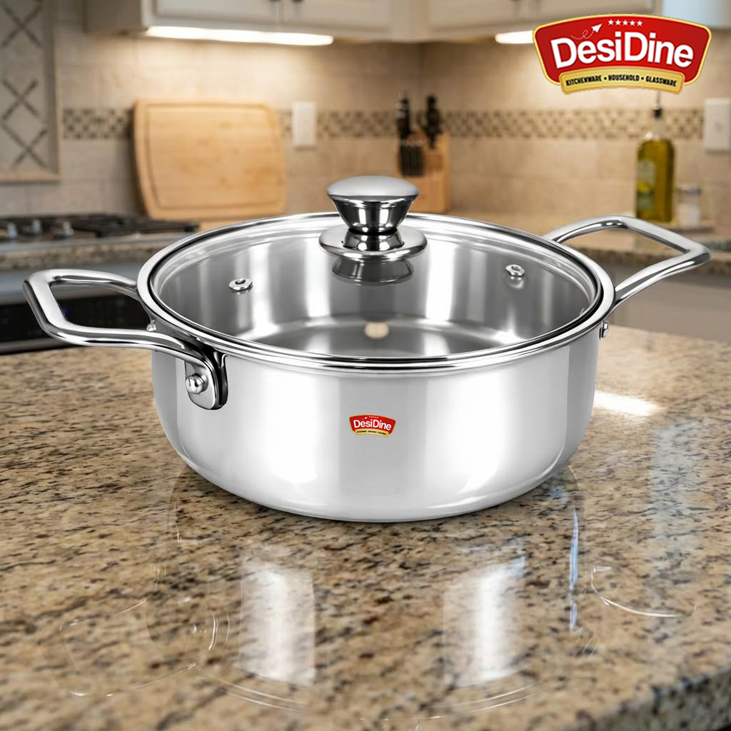 DesiDine Triply Stainless Steel Mini Sauce Pot/Mini Biryani Pot