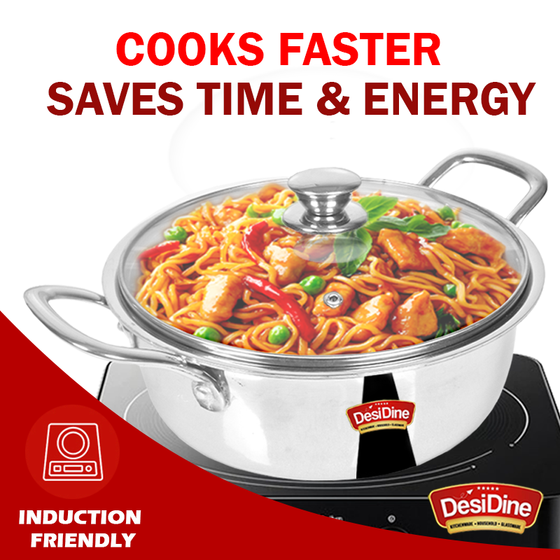 DesiDine Triply Stainless Steel Mini Sauce Pot/Mini Biryani Pot