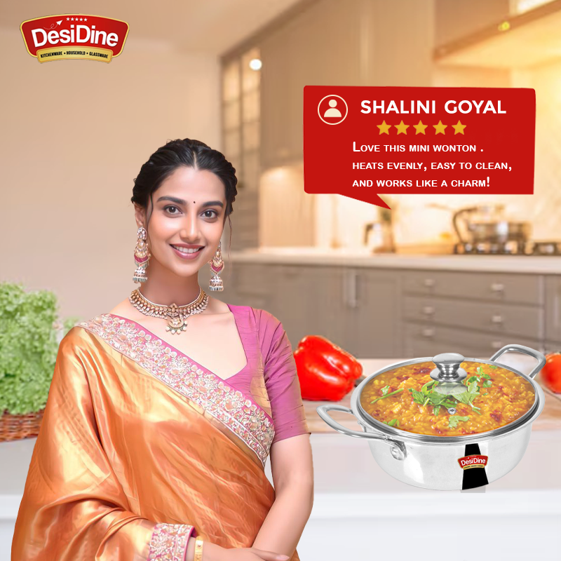 DesiDine Triply Stainless Steel Mini Sauce Pot/Mini Biryani Pot