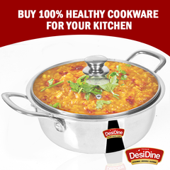 DesiDine Triply Stainless Steel Mini Sauce Pot/Mini Biryani Pot