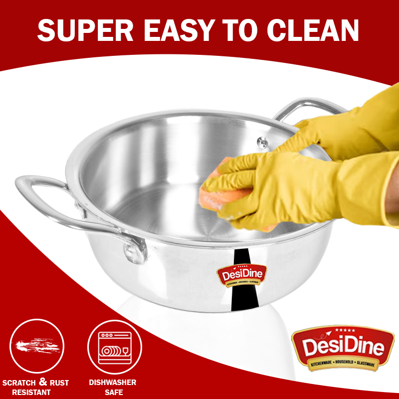 DesiDine Triply Stainless Steel Mini Sauce Pot/Mini Biryani Pot