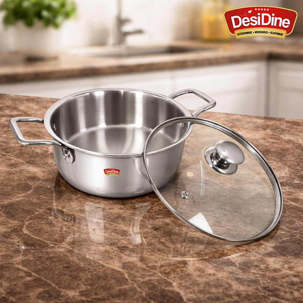 DesiDine Triply Stainless Steel Mini Sauce Pot/Mini Biryani Pot