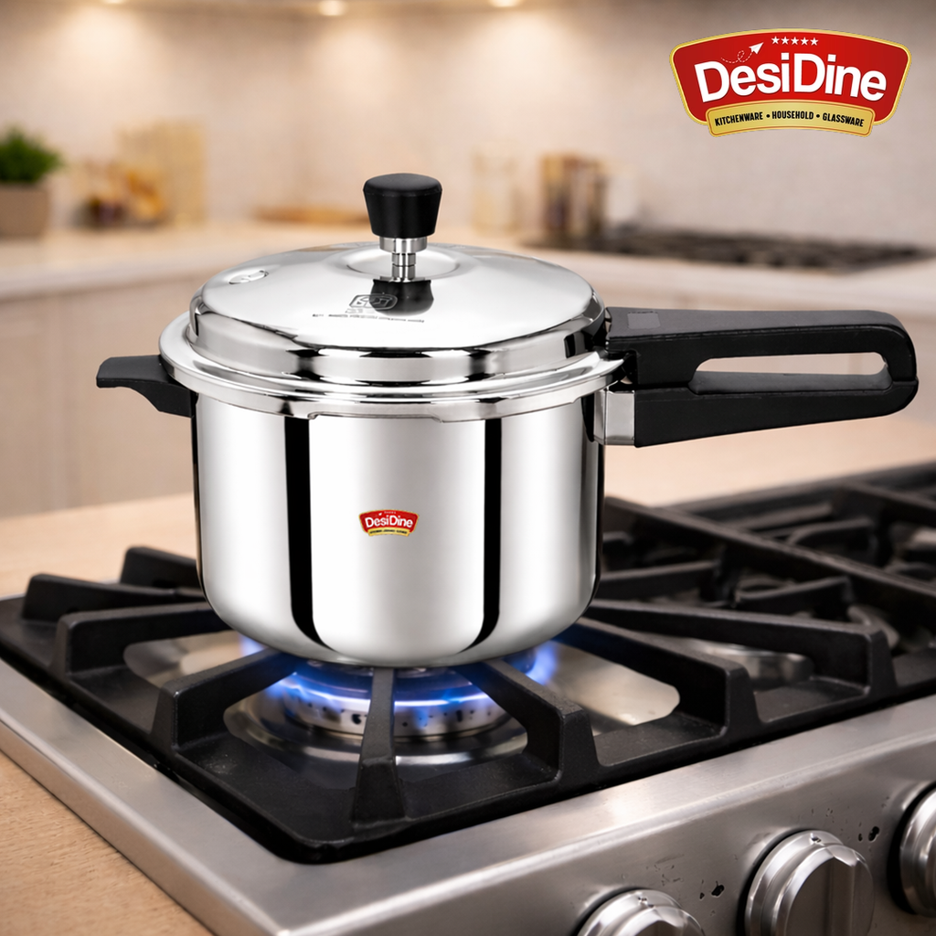 DesiDine Triply Stainless Steel Outer Lid Pressure Cooker