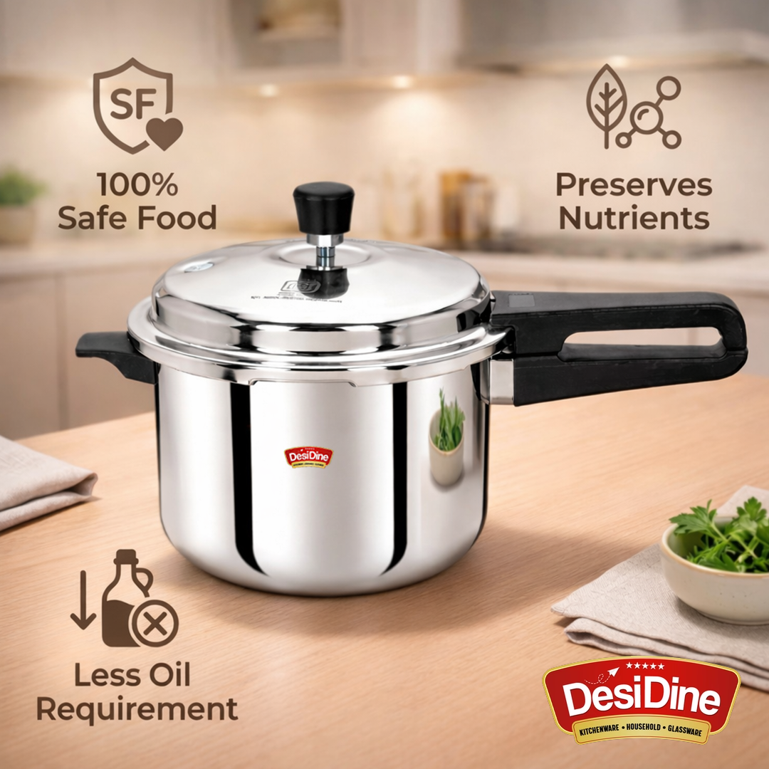 DesiDine Triply Stainless Steel Outer Lid Pressure Cooker