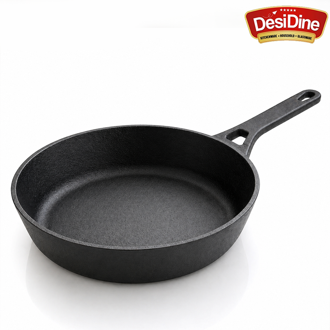 DesiDine Pre-Seasoned Cast Iron Fry pan With Silicon Handle Cover