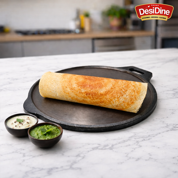 DesiDine Pre-Seasoned Super Smooth Cast Iron Dosa Tawa 30 cm