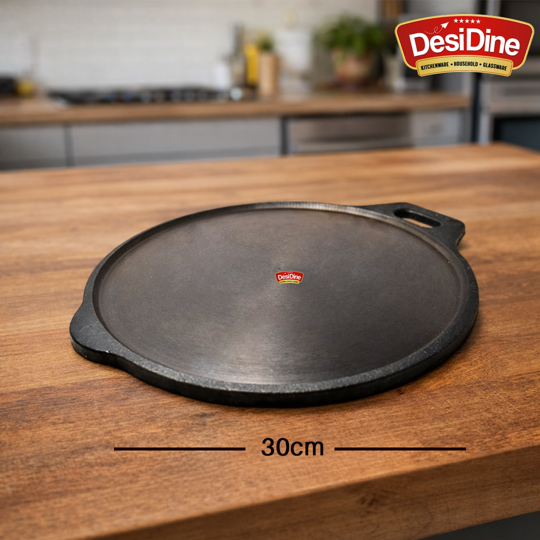 DesiDine Pre-Seasoned Super Smooth Cast Iron Dosa Tawa 30 cm