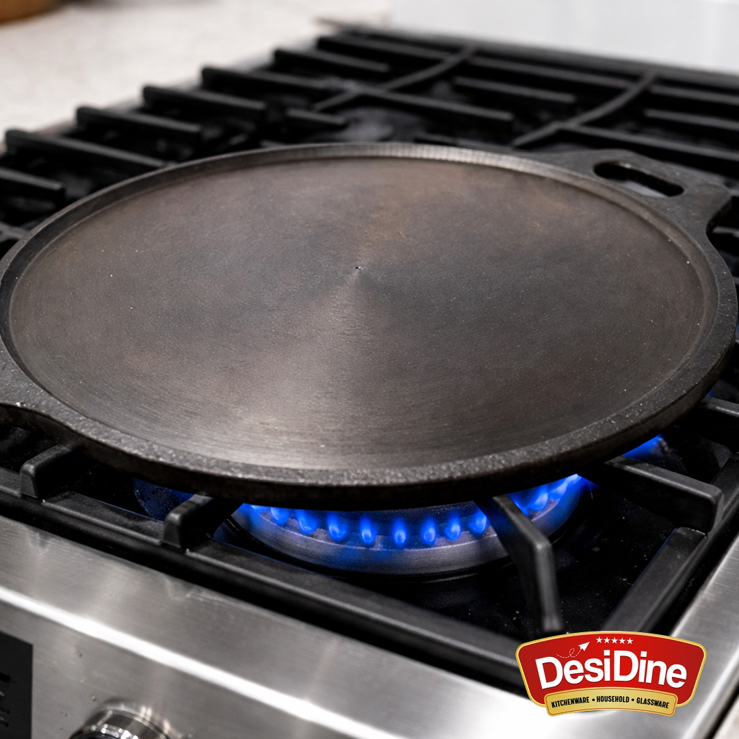 DesiDine Pre-Seasoned Super Smooth Cast Iron Dosa Tawa 30 cm