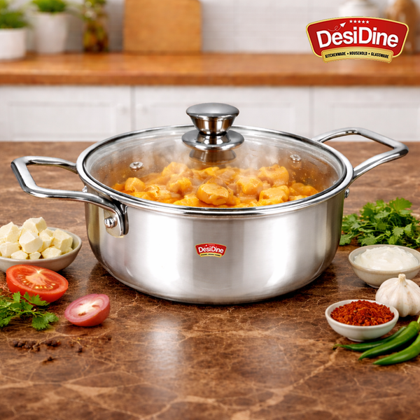 DesiDine Triply Stainless Steel Mini Sauce Pot/Mini Biryani Pot