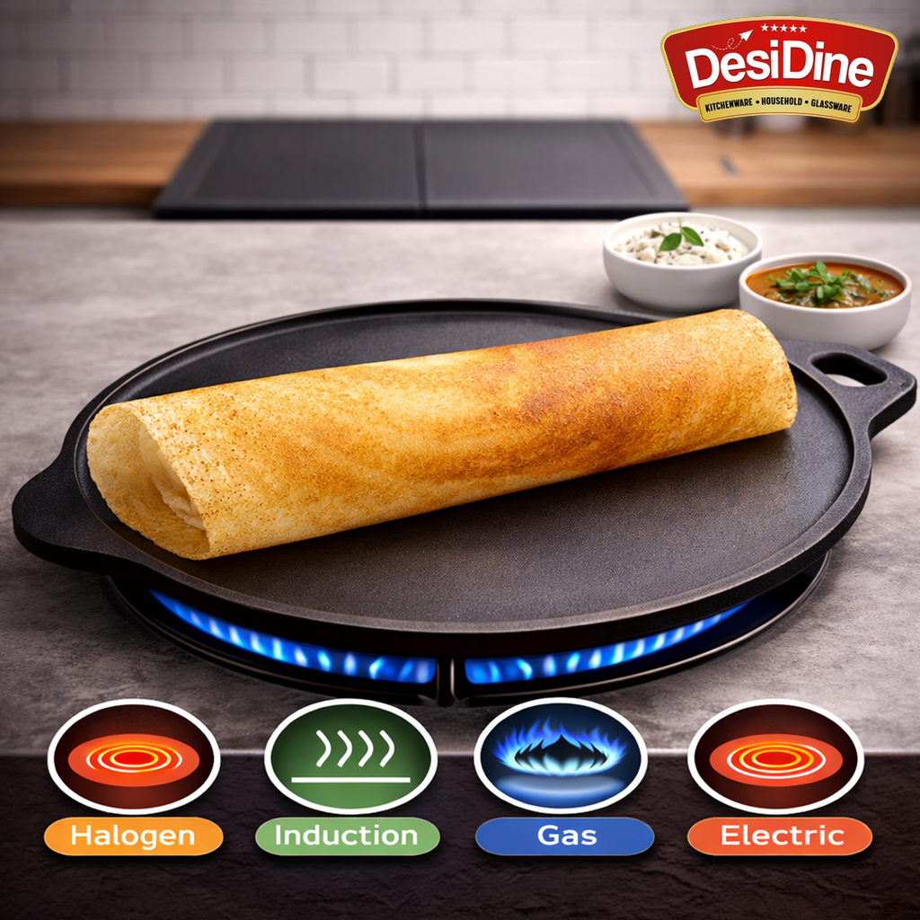 DesiDine Pre-Seasoned Super Smooth Cast Iron Dosa Tawa 30 cm