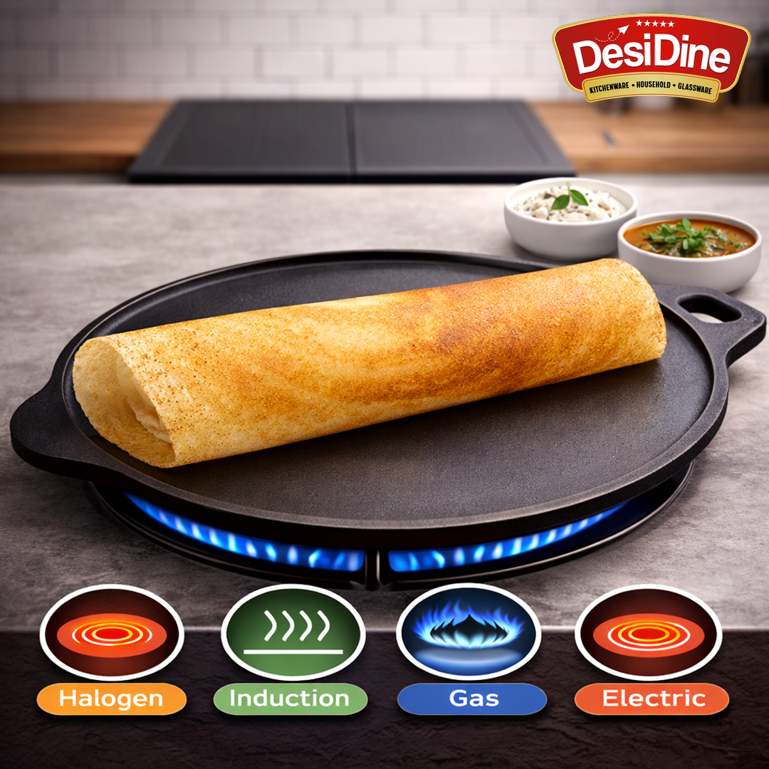 DesiDine Pre-Seasoned Super Smooth Cast Iron Dosa Tawa 30 cm