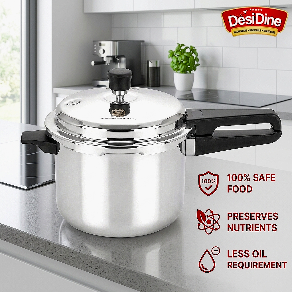 DesiDine Triply Stainless Steel Outer Lid Pressure Cooker