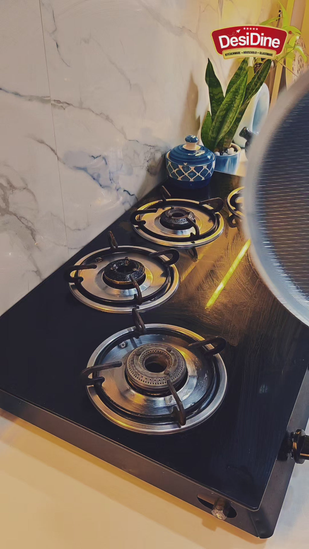 DesiDine Triply Stainless Steel Dosa Tawa with Honeycomb Pattern
