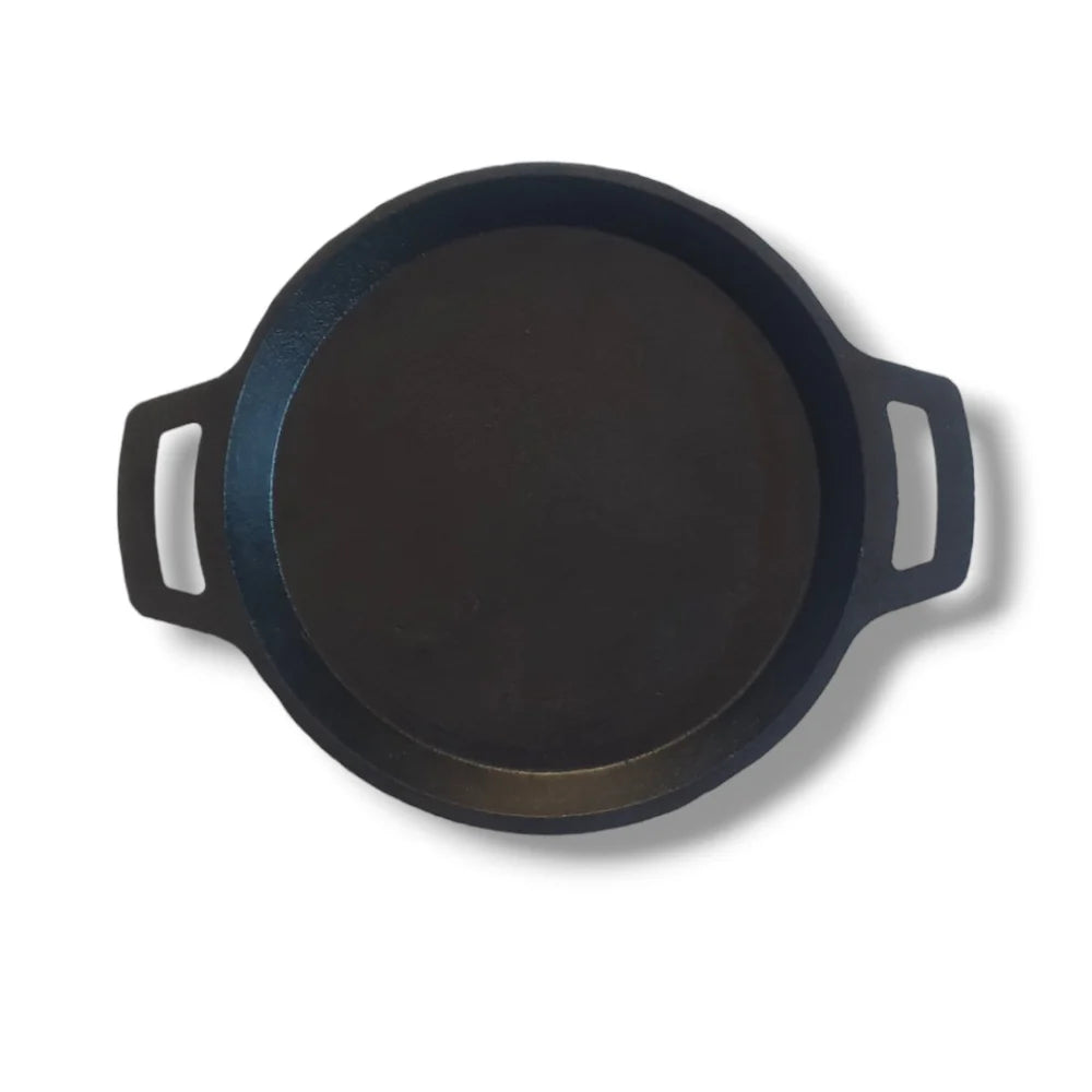DesiDine Cast Iron Fish Fry Pan, 23 cm, Induction Friendly