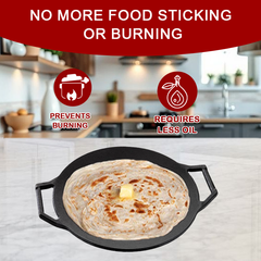 DesiDine Cast Iron Roti Tawa (Double Handle Concave Tawa, 28 cm)