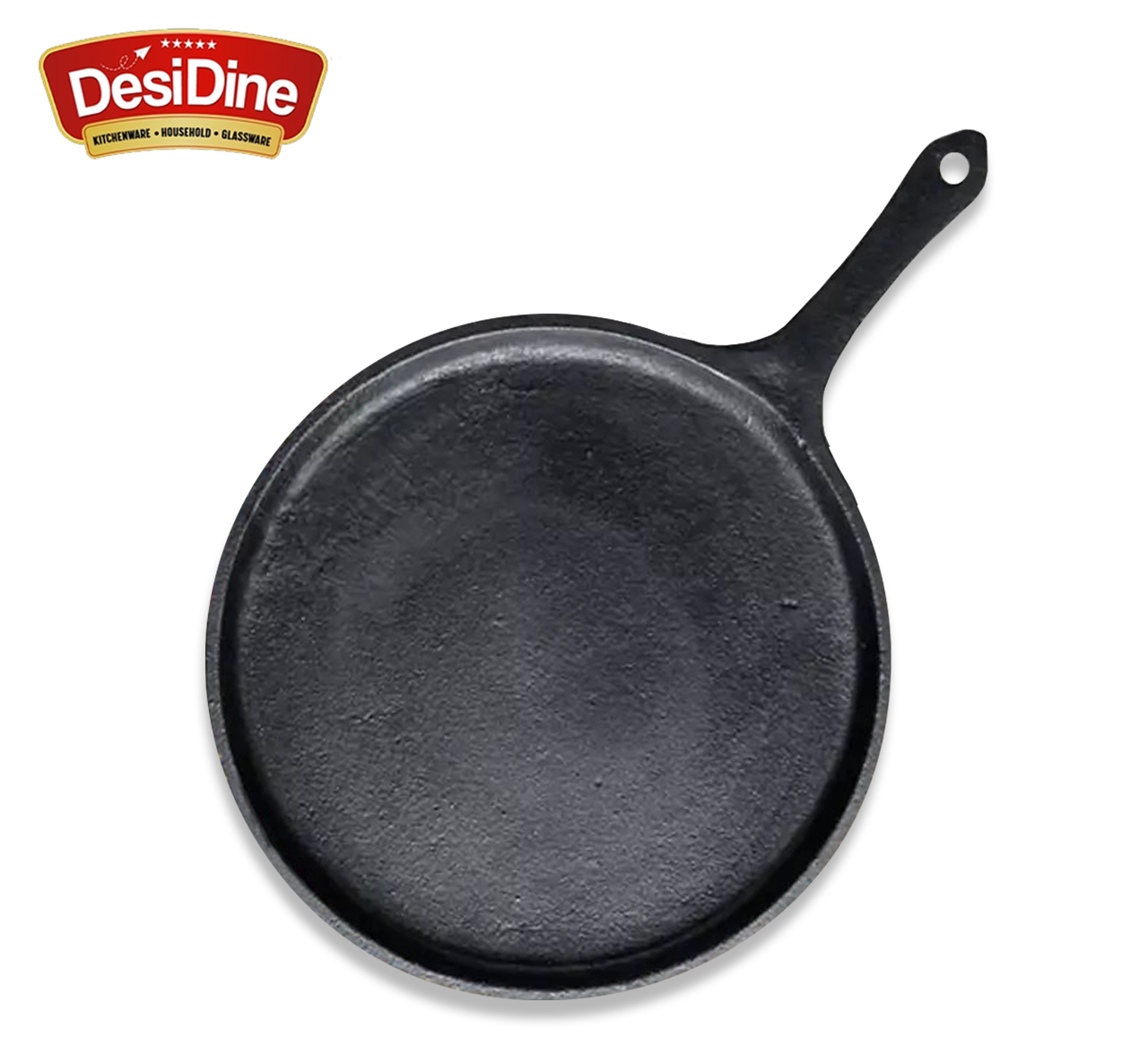 DesDine Pre-Seasoned Cast Iron Flat Roti/Chapati Tawa, 25 cm, Induction Friendly