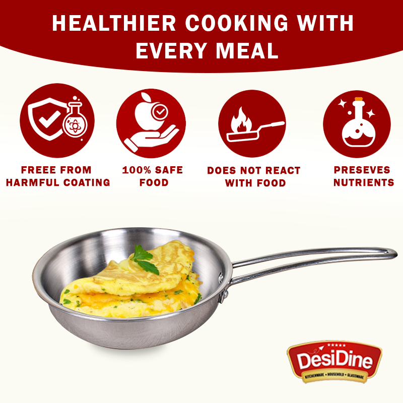 DesiDine Triply Stainless Steel Frypan