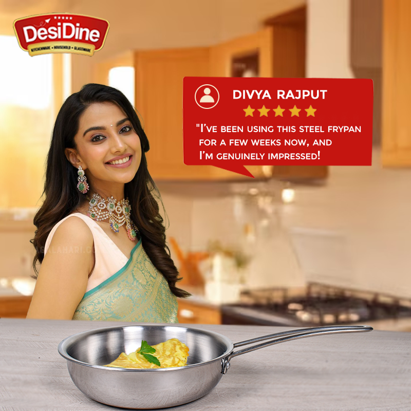 DesiDine Triply Stainless Steel Frypan