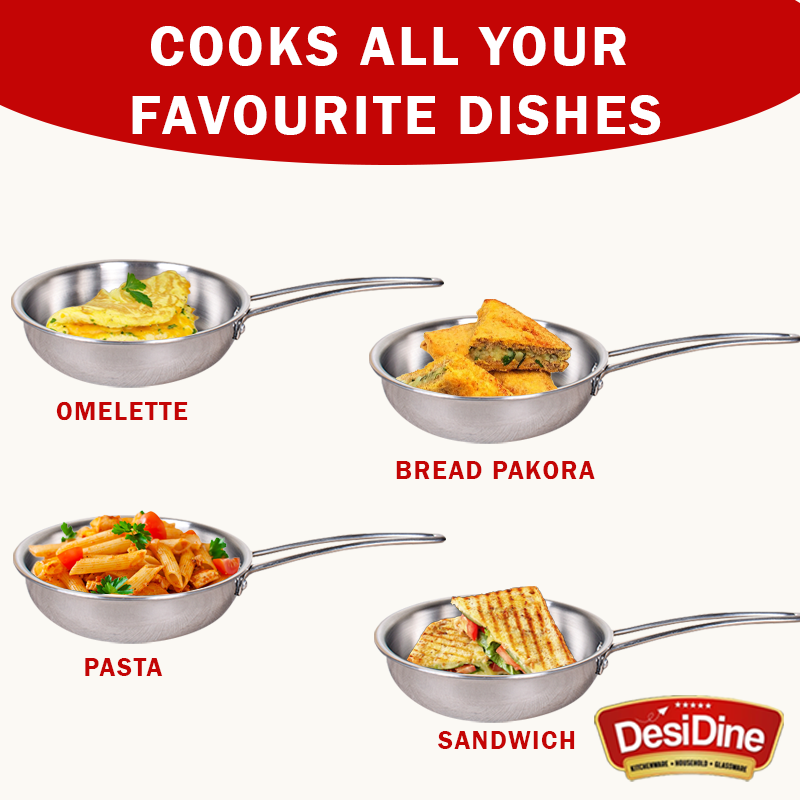 DesiDine Triply Stainless Steel Frypan