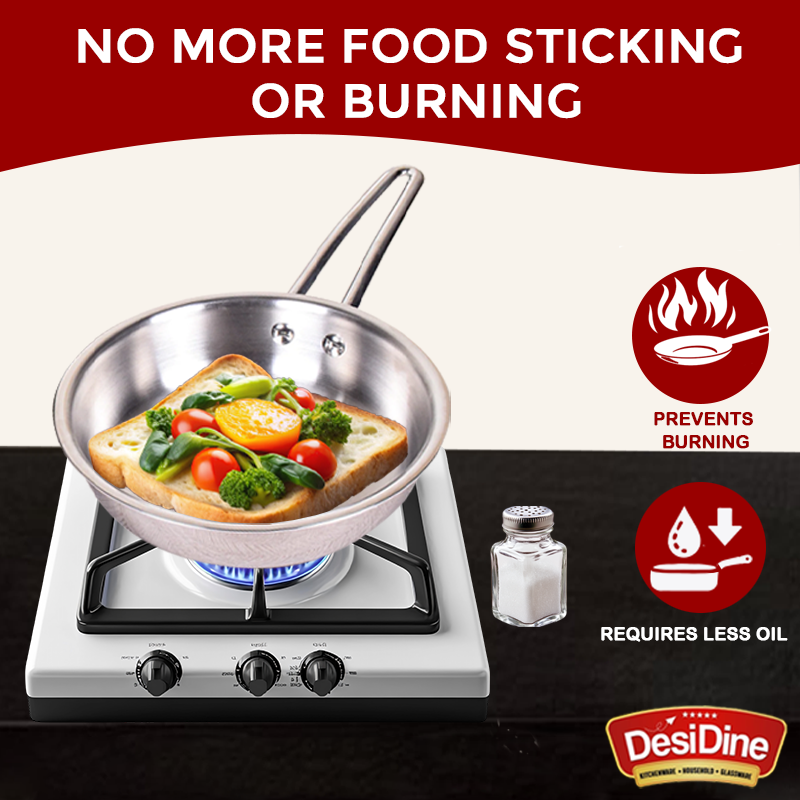 DesiDine Triply Stainless Steel Frypan