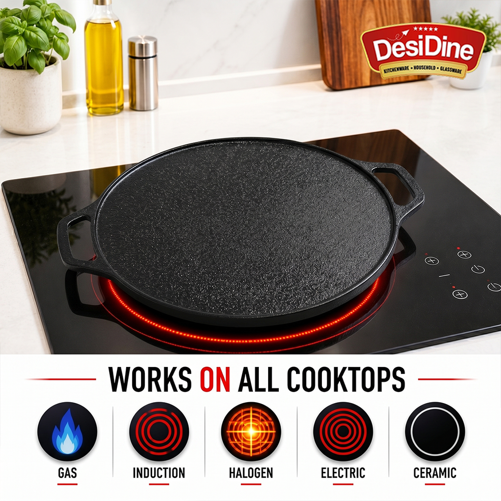 DesiDine Pre-Seasoned Cast Iron Dosa Tawa 30 cm