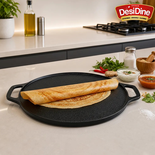 DesiDine Pre-Seasoned Cast Iron Dosa Tawa 30 cm