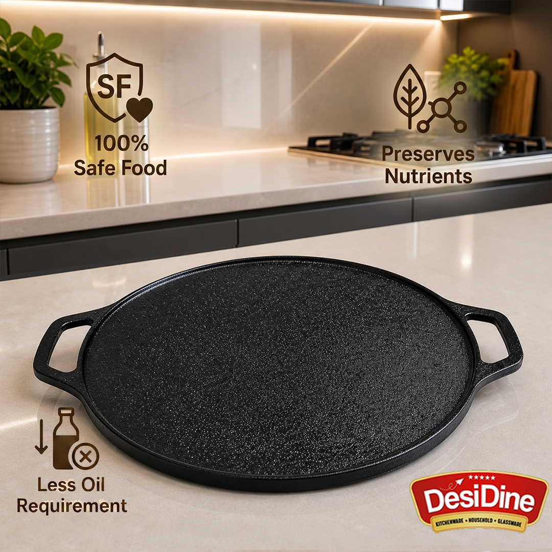 DesiDine Pre-Seasoned Cast Iron Dosa Tawa 30 cm
