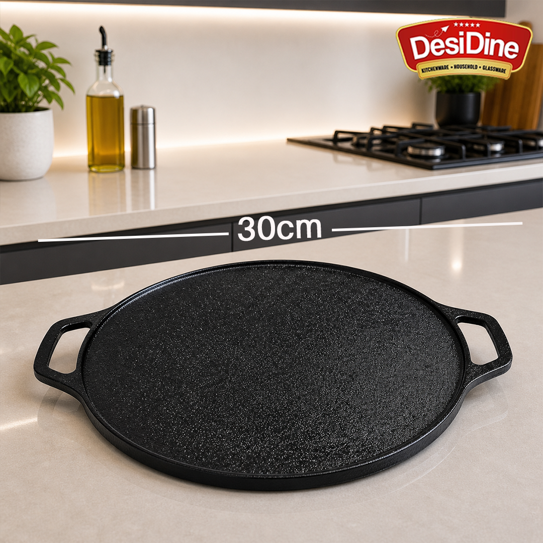 DesiDine Pre-Seasoned Cast Iron Dosa Tawa 30 cm