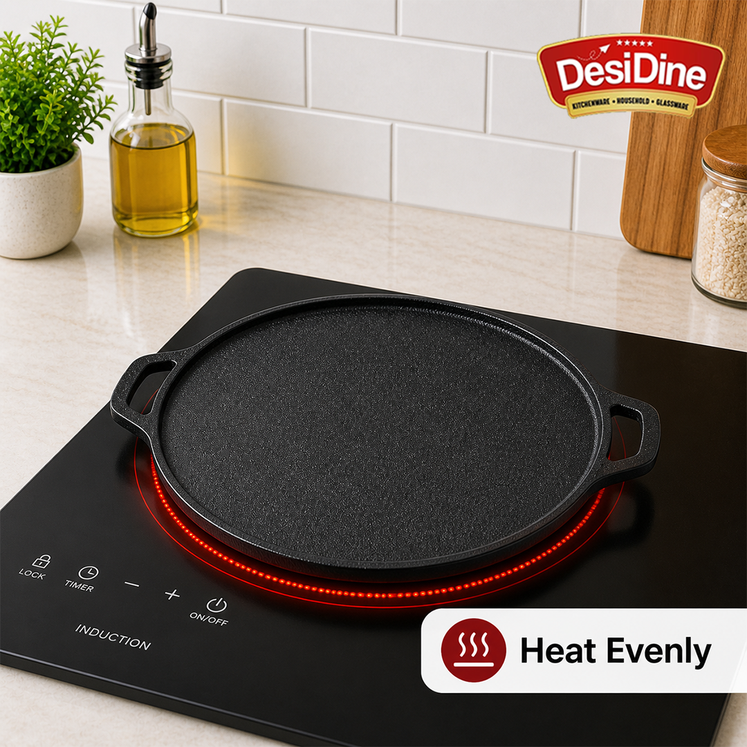DesiDine Pre-Seasoned Cast Iron Dosa Tawa 30 cm