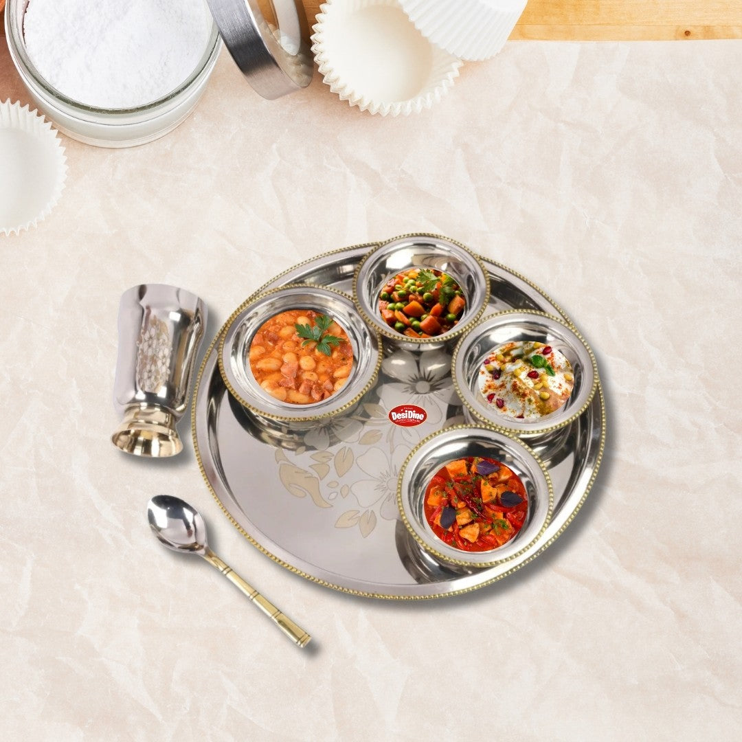 Desidine Stainless Steel Floral Thal Set 7 Piece Set