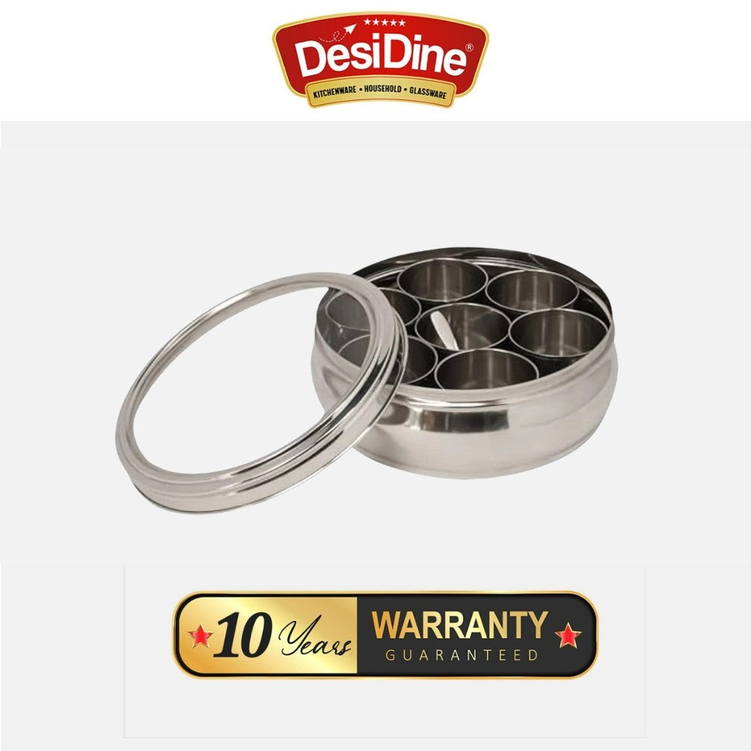 Desidine Stainless Steel Belly Shape Masala Box with Lid