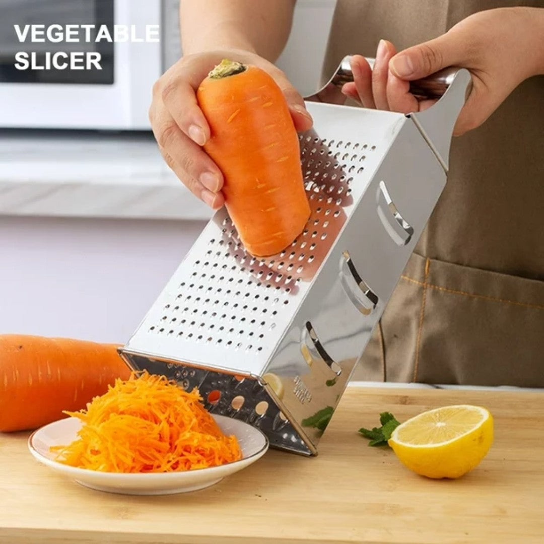 DesiDine Multi-Purpose Combo, Stainless Steel 9-inch Mesh Jali, 5 in 1 Slicers/Grater Set of 2 pc
