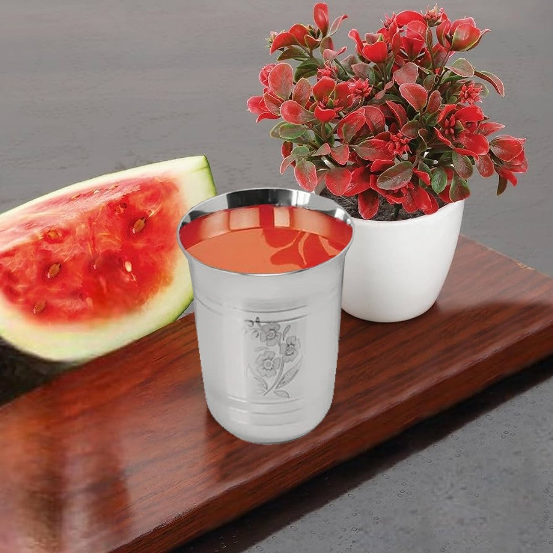 DesiDine Stainless Steel Serving Glasses/Drinking Glass Set Water/Juice Glass