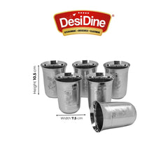 DesiDine Stainless Steel Serving Glasses/Drinking Glass Set Water/Juice Glass