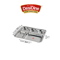 DesiDine Stainless Steel Plates with 5 In1 Compartments Bhojan Thalis