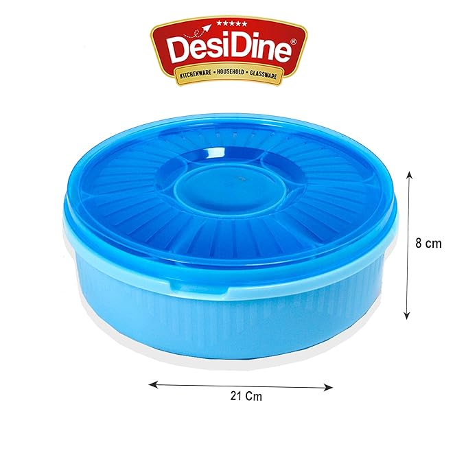 DesiDine Multipurpose Round  Plastic Masala Box With 7 Section With 1 Spoon