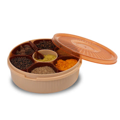 DesiDine Multipurpose Round  Plastic Masala Box With 7 Section With 1 Spoon