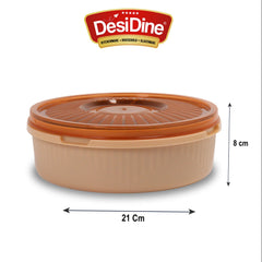 DesiDine Multipurpose Round  Plastic Masala Box With 7 Section With 1 Spoon